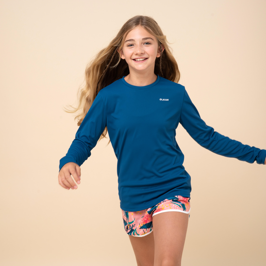 Kid's Surfing Uv Protection Long-sleeved Water T-shirt Blue