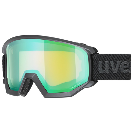 Uvex Athletic Fm Ski Goggles Black Mirror Green Lasergold Lite/CAT2