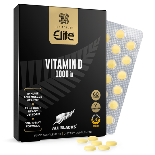 Healthspan Elite All Blacks Vitamin D 1000iu Immune & Muscle Health 60 Tablets