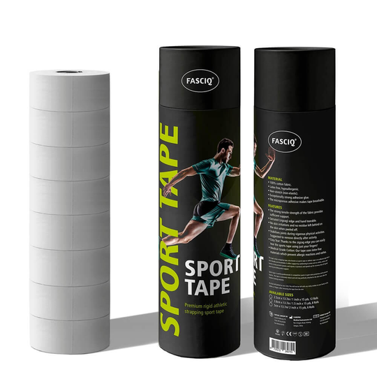 Fasciq Premium Rigid Sport Tape | 8 Rolls 3.8cm | White Athletic Tape