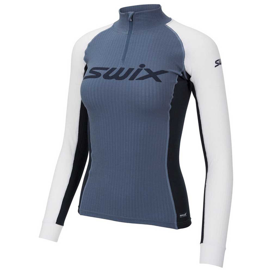 Swix Racex Zip Long Sleeve T-shirt Grey M Woman