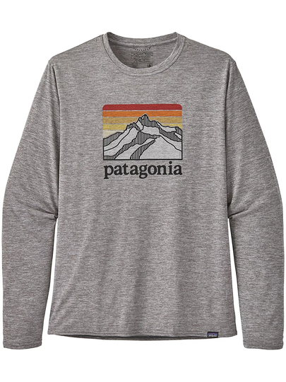 Patagonia Cap Cool Daily Graphic Longsleeve Lycra line logo ridge fther gry