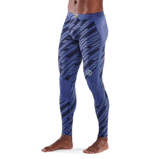 Skins Series-3 Mens Long Tights - Blue Geo - Size M