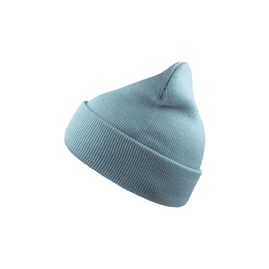 Wind Double Skin Beanie With Turn Up (light Blue)