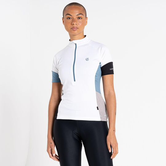 Compassion Ii Women's Fitness Short Sleeve 1/2 Zip Jersey - White