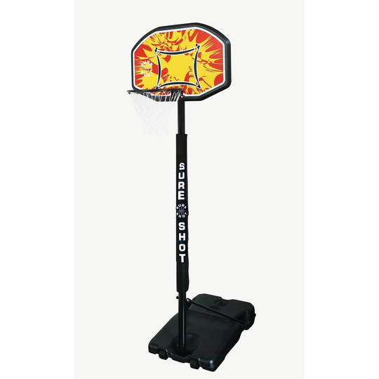 Sure Shot Telescopic Basketball Hoop With A Coloured Backboard