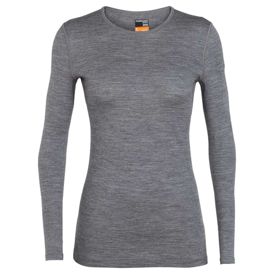 Icebreaker 200 Oasis Crew Merino Long Sleeve T-shirt Grey XS Woman