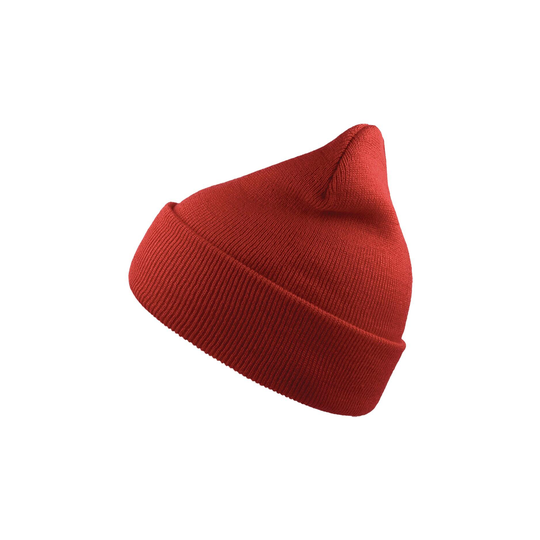 Wind Double Skin Beanie With Turn Up (off Red)