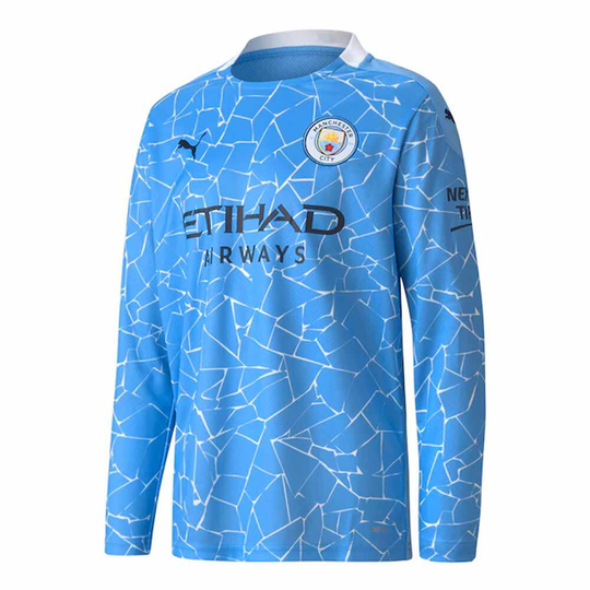 2020-2021 Manchester City Puma Home Long Sleeve Shirt (kids)