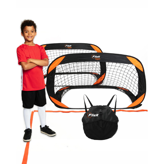 Football Flick Training Goals & Pitch Back Pack - Set Of 2
