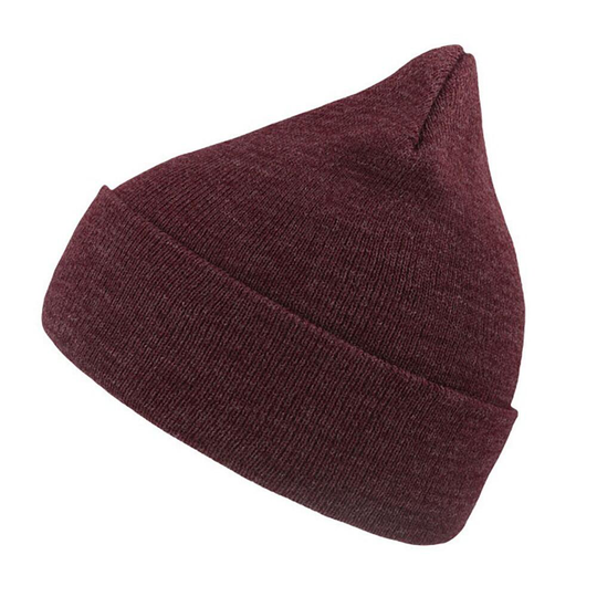 Wind Double Skin Beanie With Turn Up (burgundy Melange)