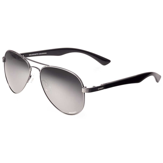 Sinner Santos Mirror Sunglasses Black,Silver Sintec Smoke Flash Mirror/CAT3