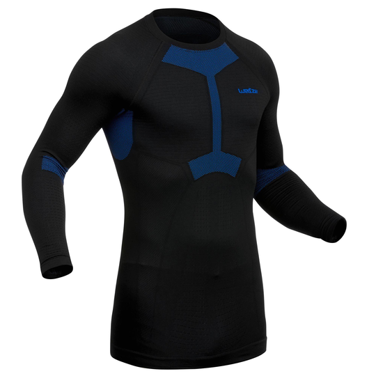 Men's Seamless Ski Base Layer Top - Bl 580 I-soft - Black/blue