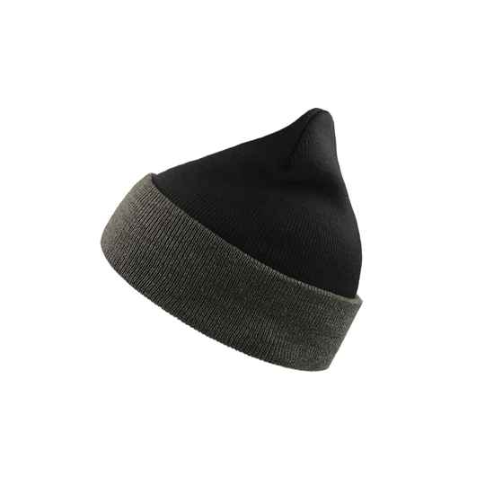 Wind Double Skin Beanie With Turn Up (black/grey)