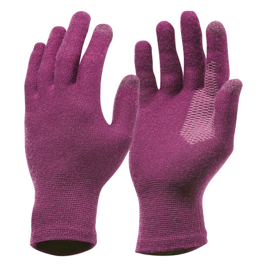 Adult Mountain Trekking Seamless Liner Gloves - MT500 Burgundy