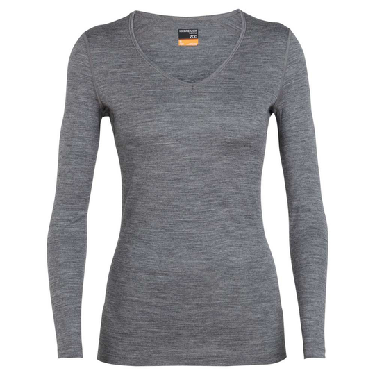 Icebreaker 200 Oasis V Merino Long Sleeve T-shirt Grey XS Woman