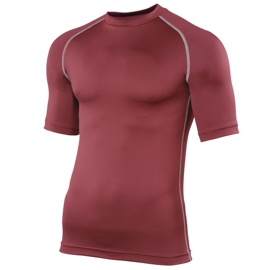 Mens Sports Base Layer Short Sleeve Tshirt (maroon)