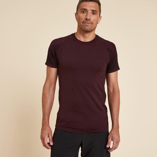 Men's Seamless Yoga T-shirt Second Skin - Burgundy