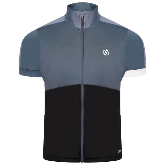 Protraction Ii Men's Cycling Full Zip Short Sleeve T-shirt - Black / Grey
