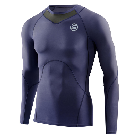 Skins Series-3 Mens Long Sleeve Top - Navy Blue