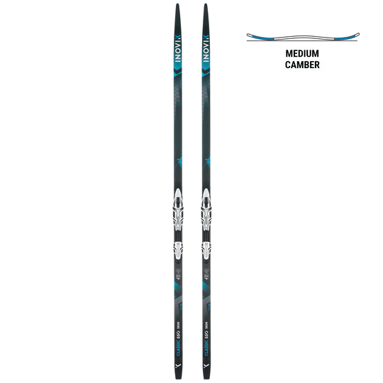 Classic Cross Country Skis 550 With Skins - Medium Camber + Xcelerator Bindings