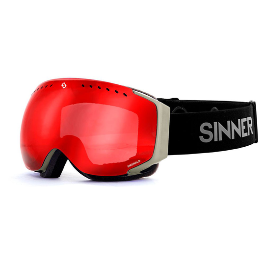 Sinner Emerald Ski Goggles Red,Grey Double Full Red Mirror Vent/CAT3