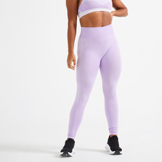High-waisted Seamless Fitness Leggings With Phone Pocket - Purple