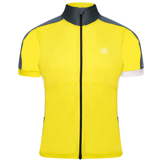 Protraction Ii Men's Cycling Full Zip Short Sleeve T-shirt - Neon Yellow / Grey